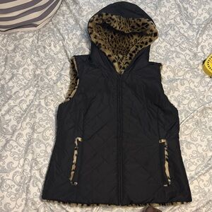 Kristen Blake Reversible Black/leopard vest